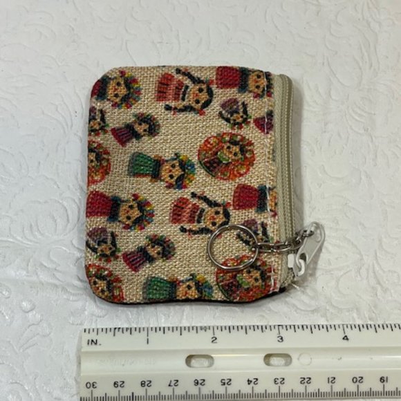 Small Rocio Woven Change Purse Mini Pouch Bag Wallet Mexican Children Print - Picture 4 of 7